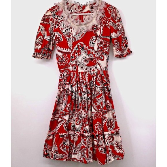 Vintage Handmade Square Dance Outfit Matching Mens Womens Used 2 Piece Red Black - Picture 4 of 16